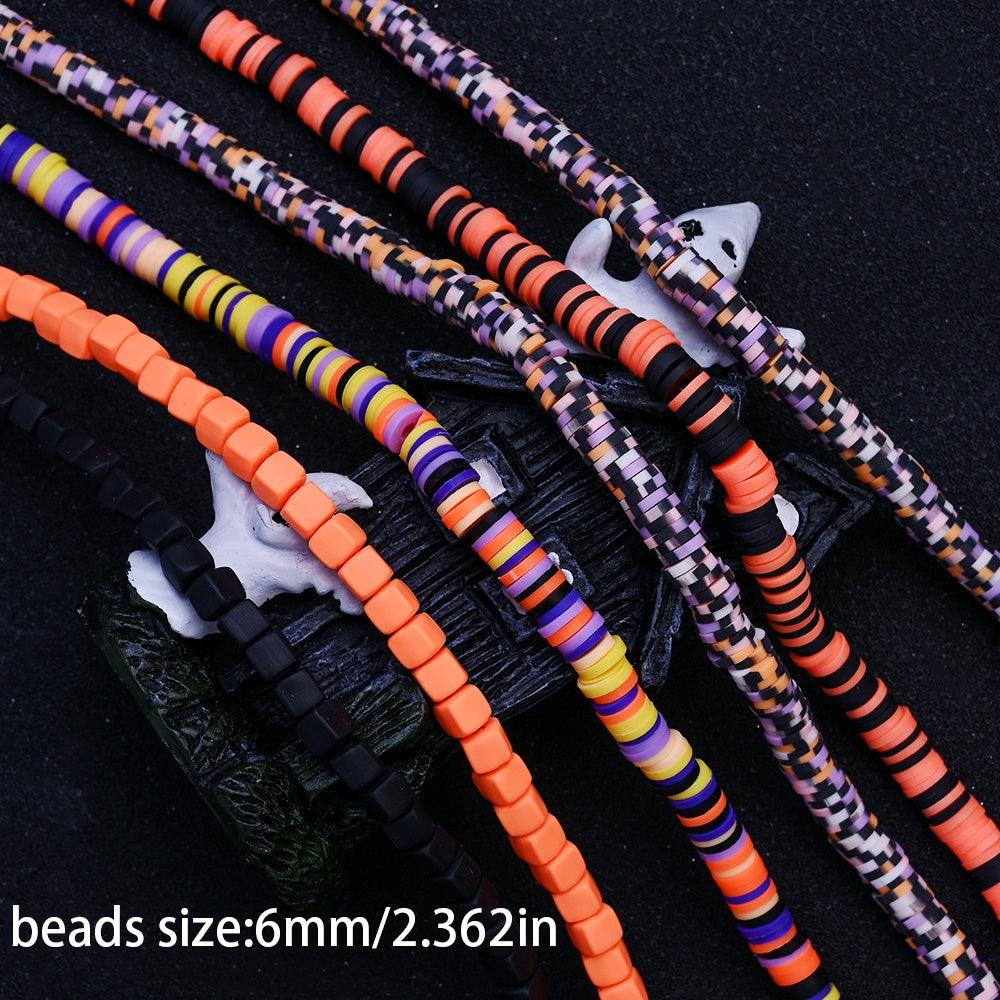 Halloween Flat Round Polymer Clay Beads