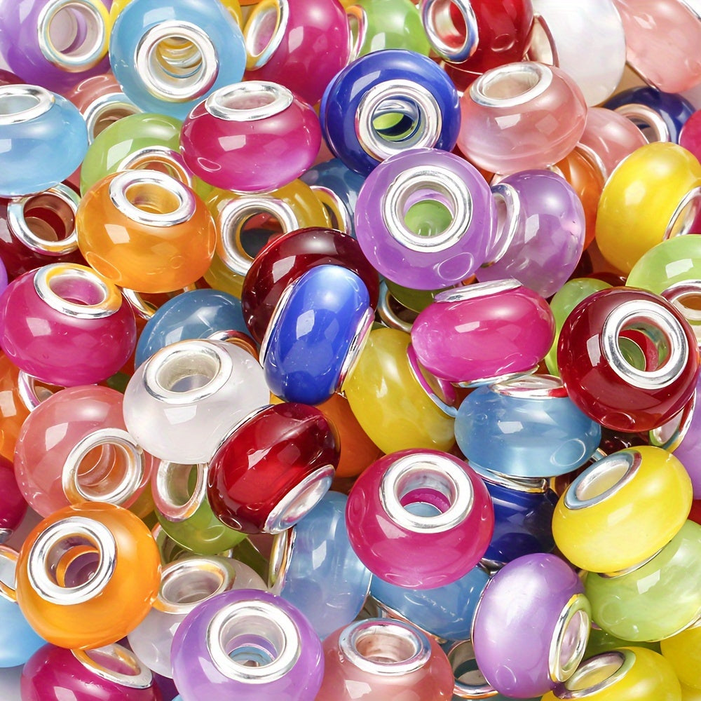 30/50pcs/set Colorful Cat Eye Resin Large Hole Beads