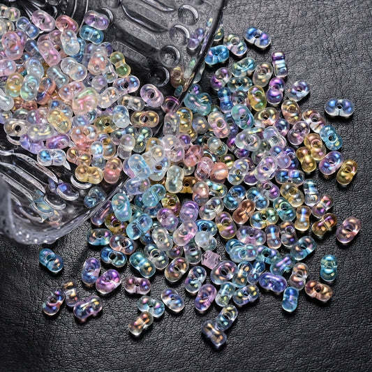 200pcs/set Transparent UV Color Peanut Shape Acrylic Beads