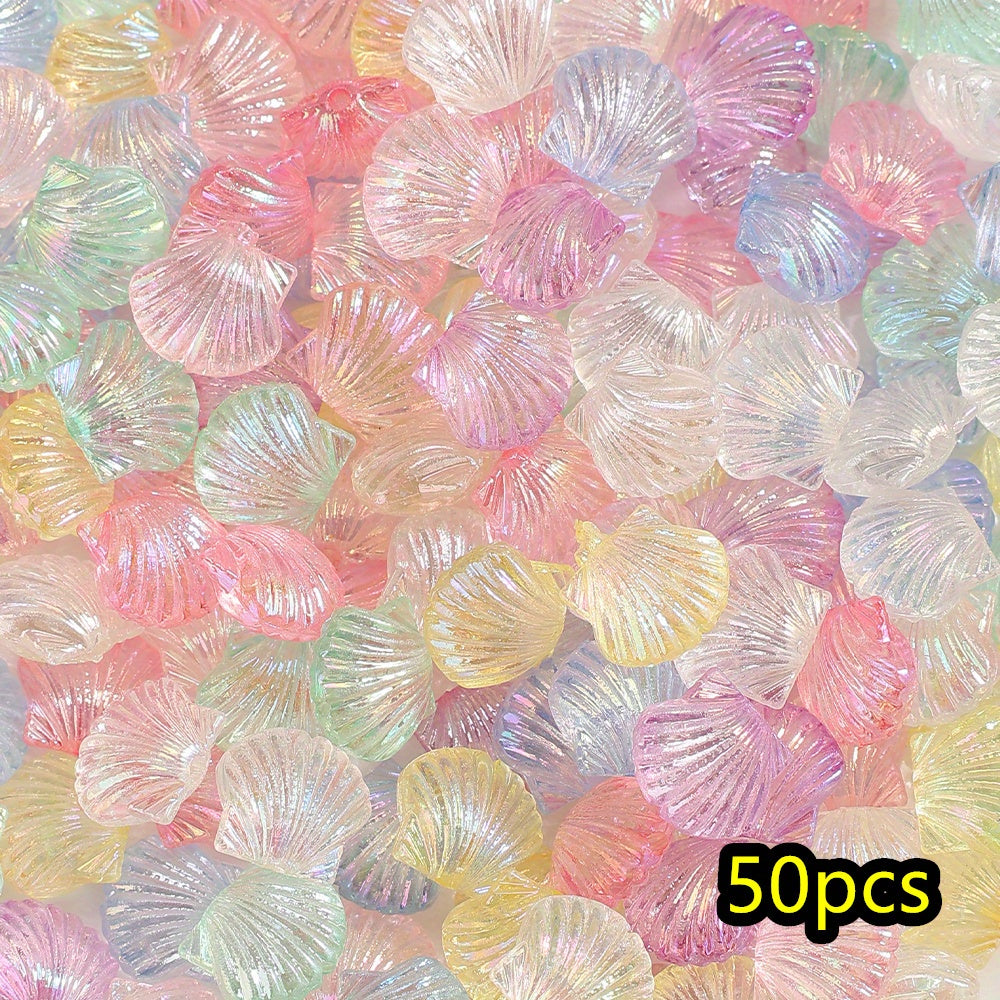 50pcs 11x13mm Ocean Style Shell Acrylic Beads