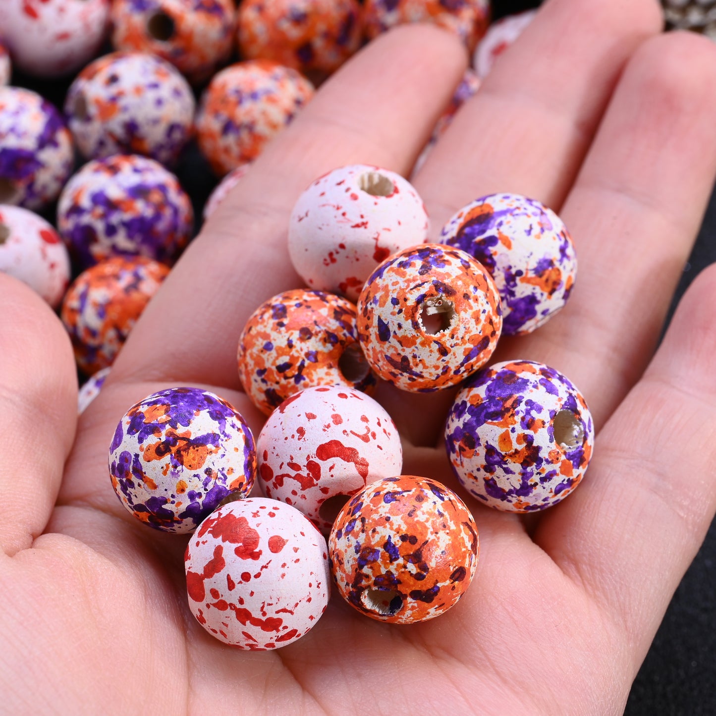 Halloween Blood Splatter Wooden Beads