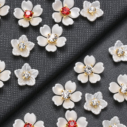 30pcs Beige Flower Flatback Petal Beads