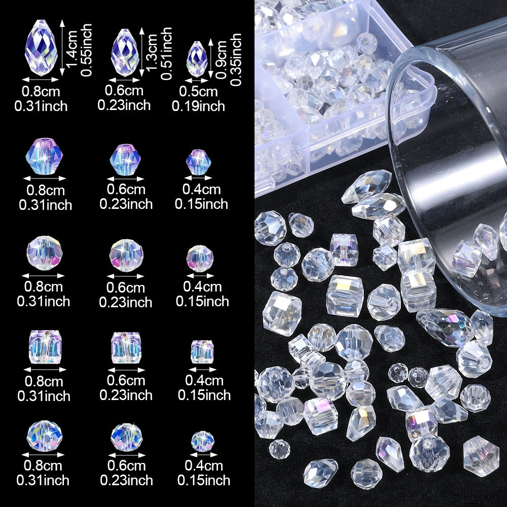 1000pcs/set Transparent AB Crystal Glass Bead Kit