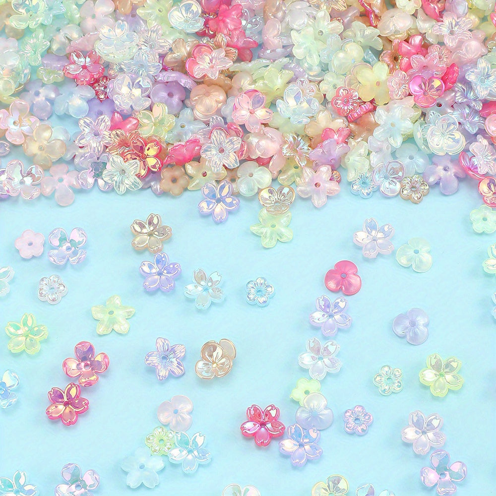 Mixed Color Acrylic Flower Spacer Beads