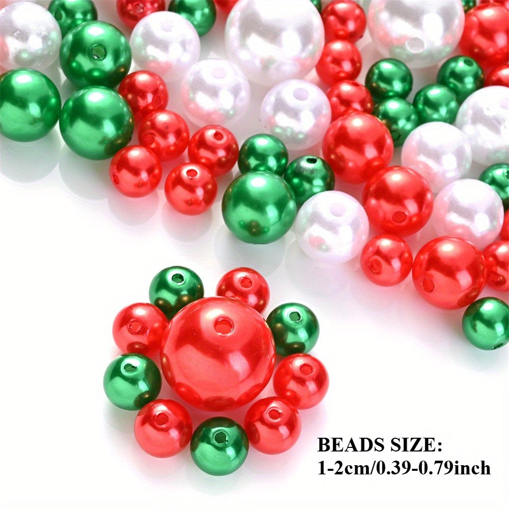 About 100pcs Christmas Acrylic Round Beads