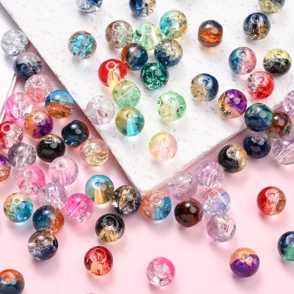 Gradient Crackle Glass Spacer Beads