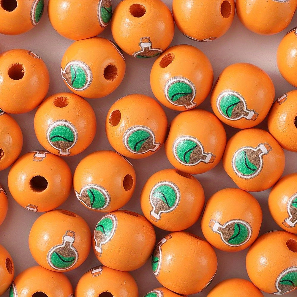 Halloween Wooden Round Beads