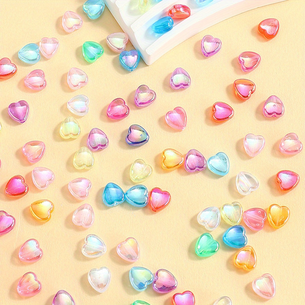 100pcs Colorful Heart Acrylic Beads