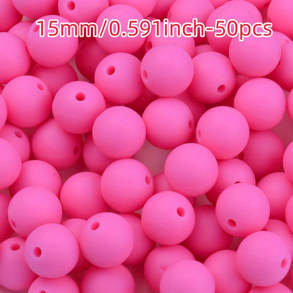 50pcs 12/15mm Rainbow Silicone Round Focal Beads
