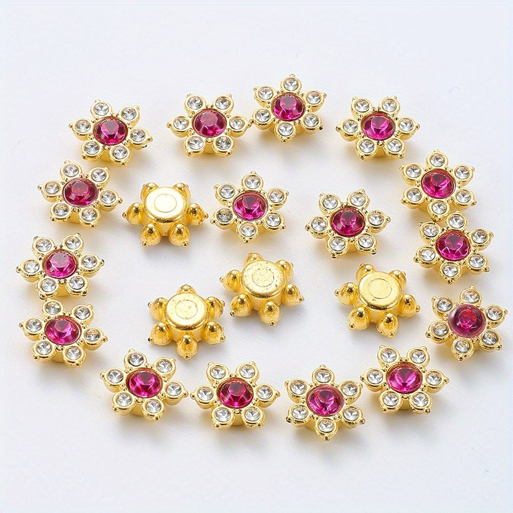 Six Petal Flower Rhinestone Acrylic Beads