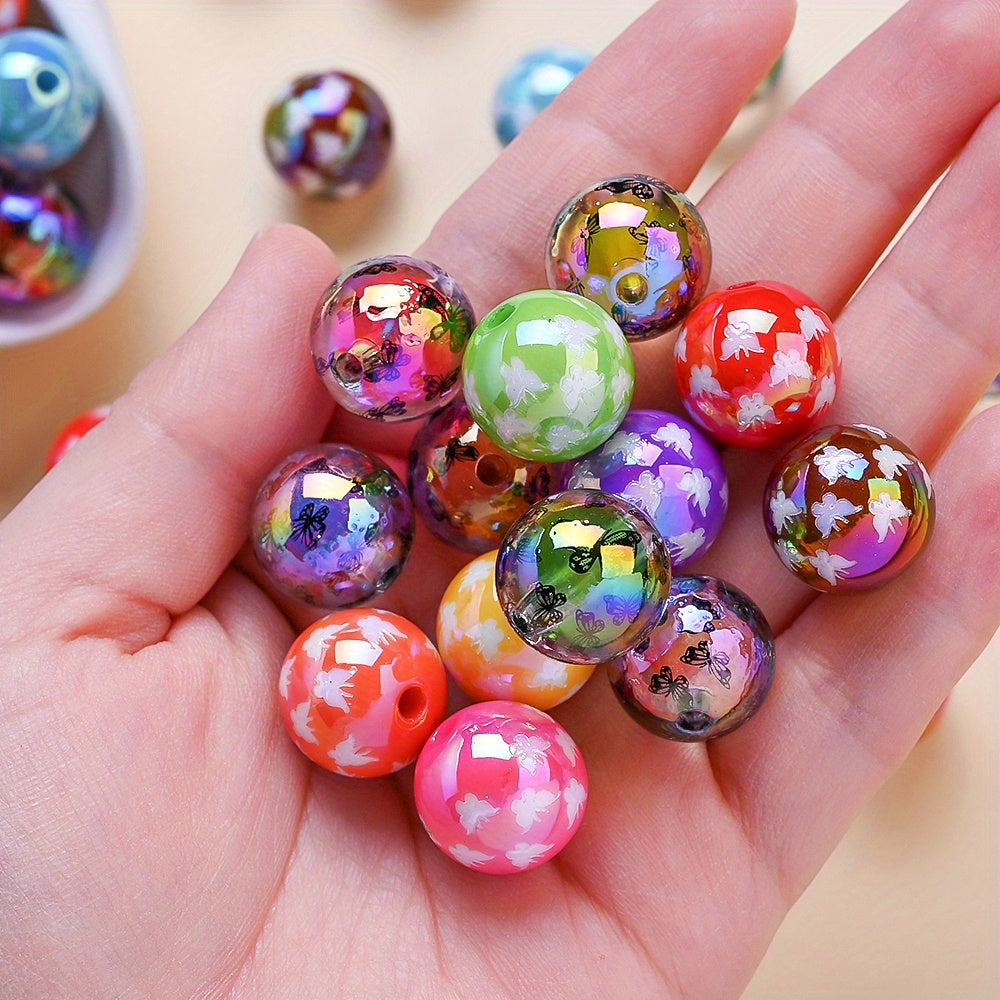 16mm Butterfly Print Acrylic Beads