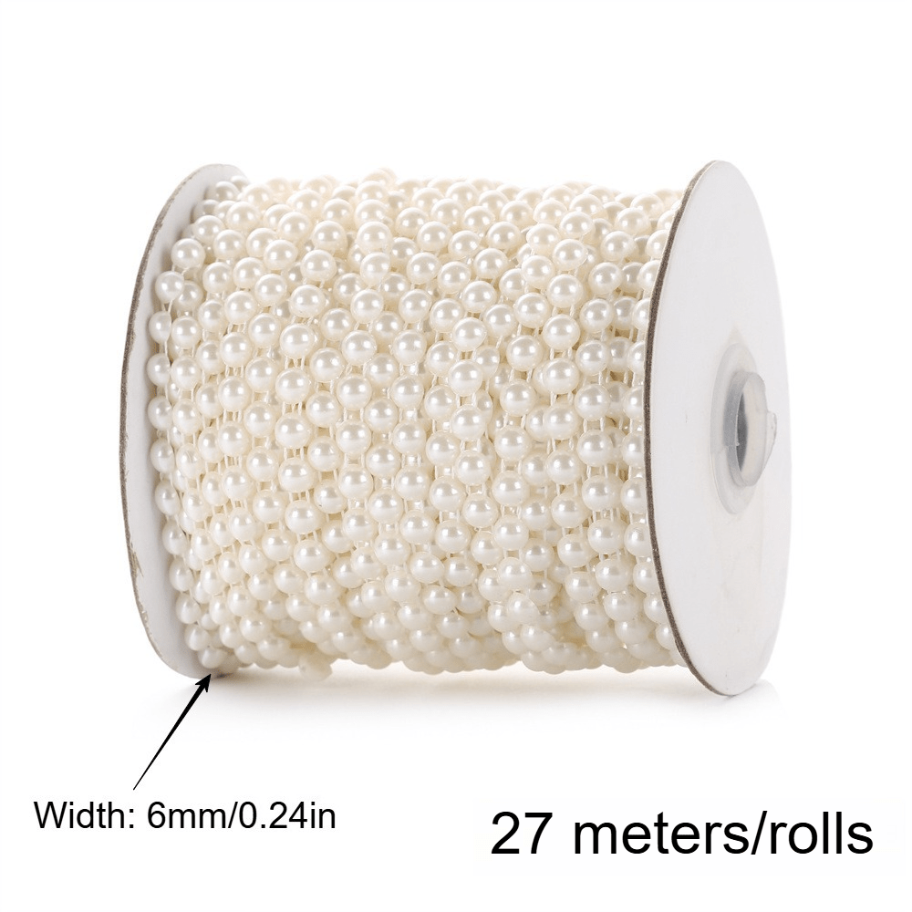27m/roll 6mm Half Round Imitation Pearl Bead String