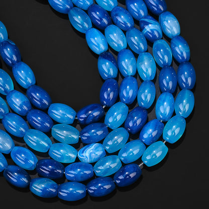 32pcs/strand 8x12mm Natural Agate Rice Shaped Beads