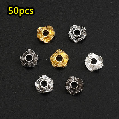 50pcs/set 8/10mm Wavy Golden & Silvery Spacer Beads