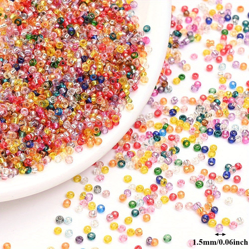 1.5mm Silvery-filled Mini Glass Rice Beads