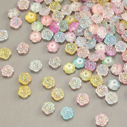 8mm UV Glow Acrylic Rose Flower Beads