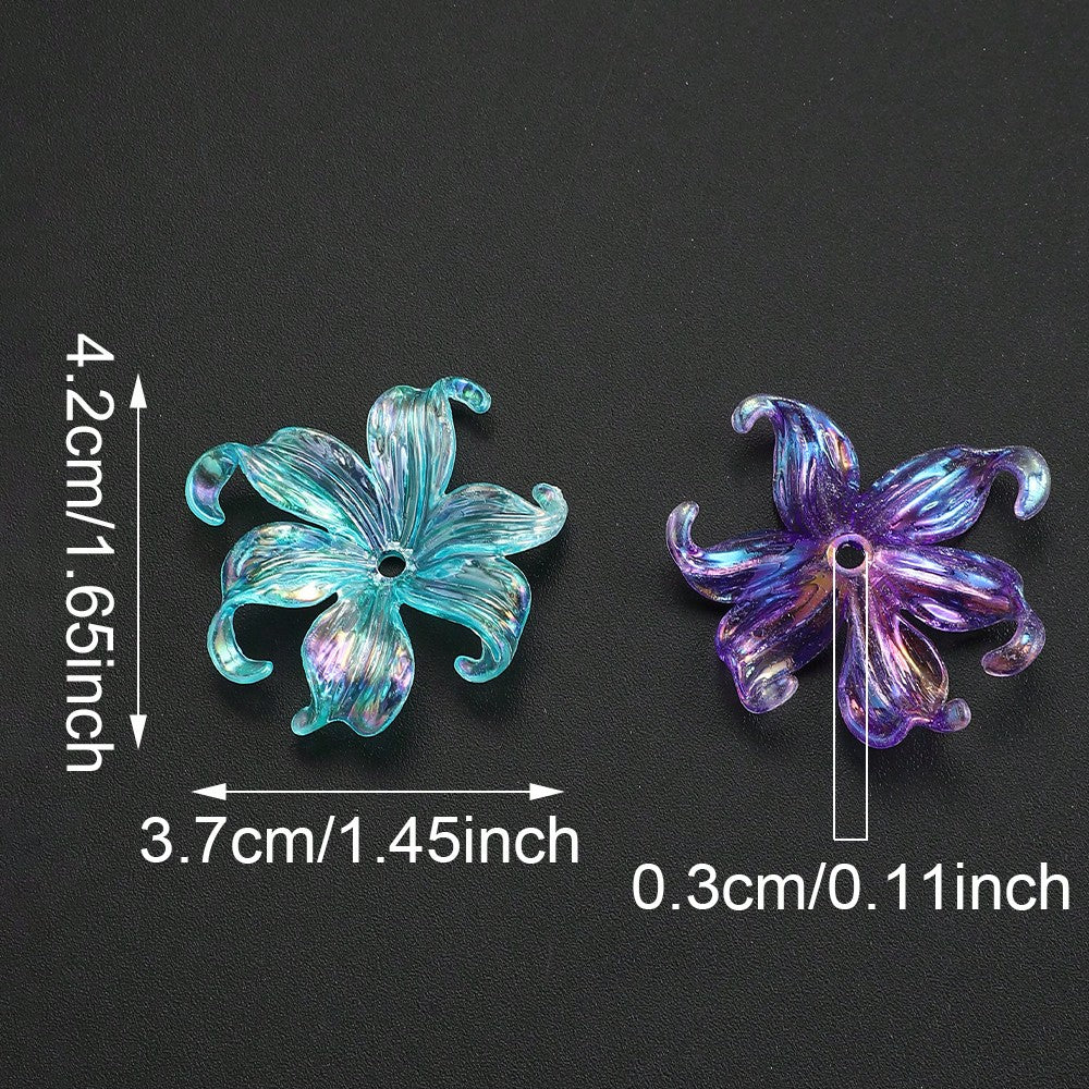 20/40pcs 37x42mm Transparent Acrylic Iris Flower Beads