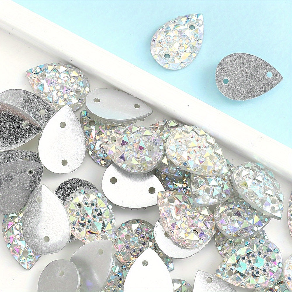 50pcs 10x14mm Pineapple Face AB Resin Flatback Beads