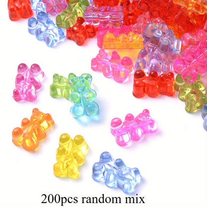 200pcs 11x16mm Transparent Mix Color Bear Acrylic Beads