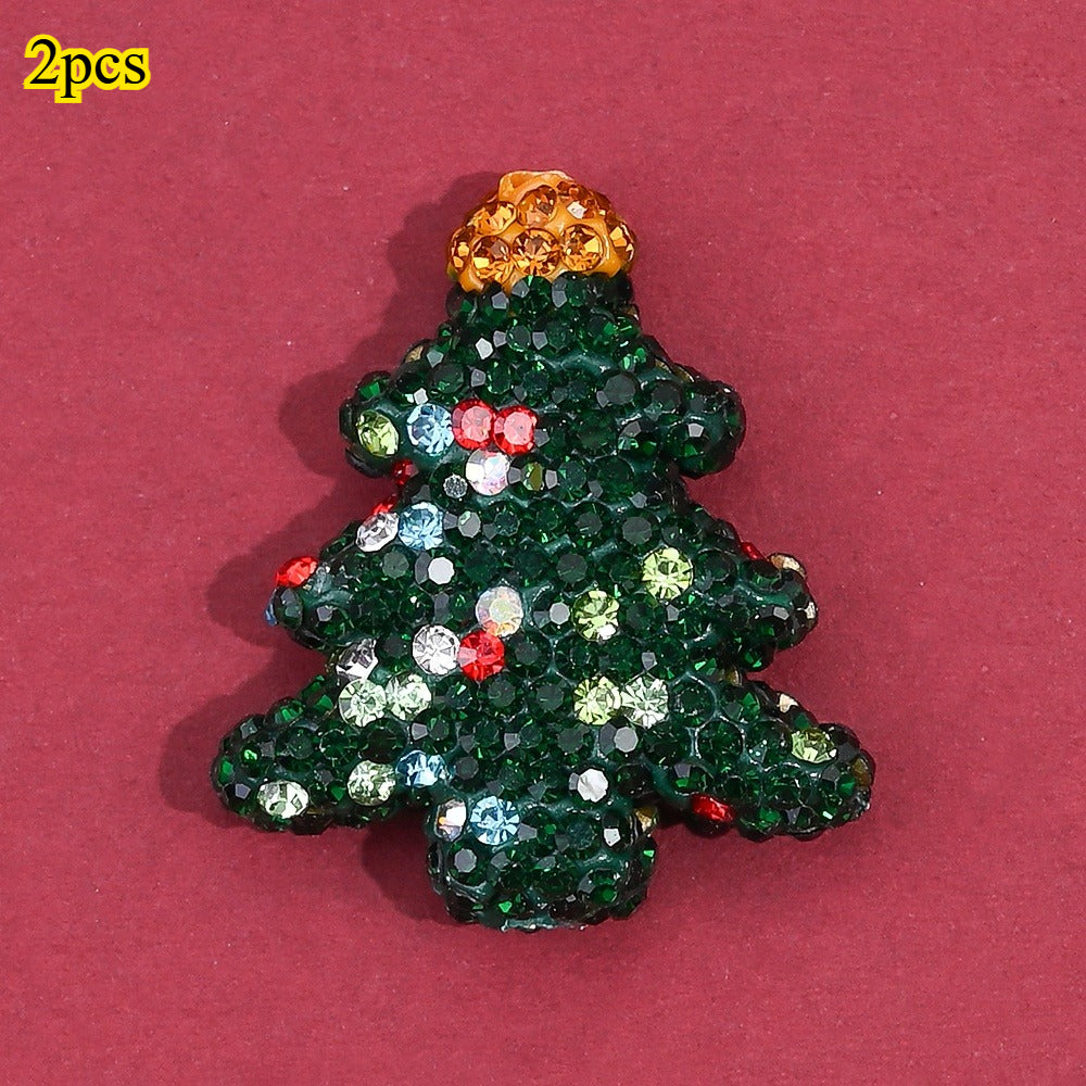 Red / Green Christmas Tree Rhinestone Clay Spacer Beads
