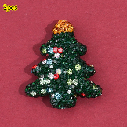 Red / Green Christmas Tree Rhinestone Clay Spacer Beads