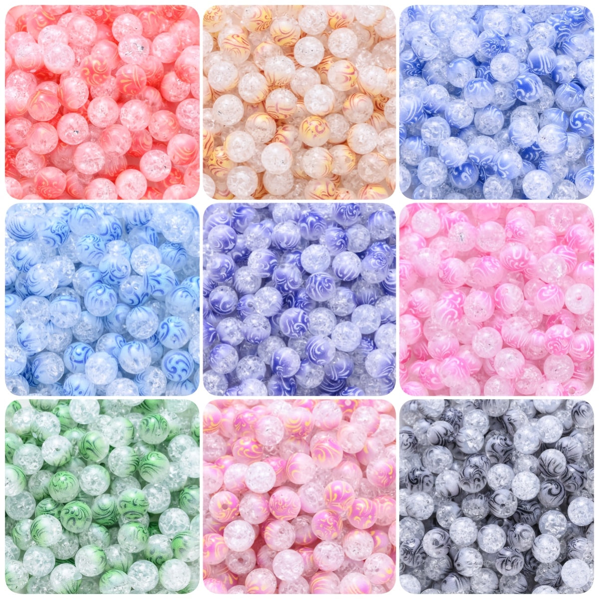3mm Mixed Color Tiny Square Rounded Corner Loose Spacer Beads Set