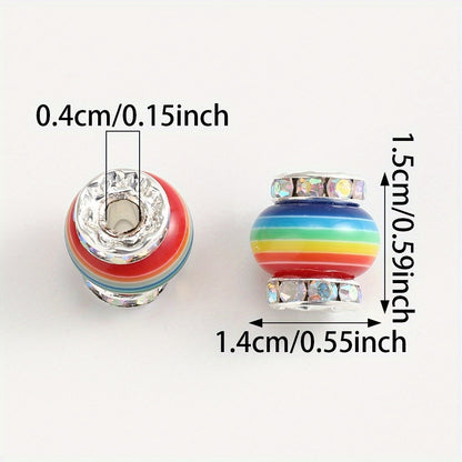 Rainbow Rhinestone Resin Wheel Spacer Beads