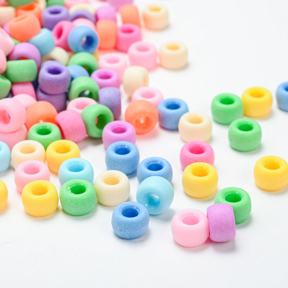 100pcs 6x9mm Large Hole Acrylic Cylindrical Beads
