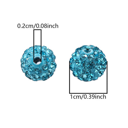 10mm AB Shiny Rhinestone Clay Beads