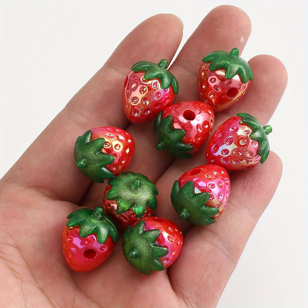 17x23mm Leaf Strawberry Acrylic Beads