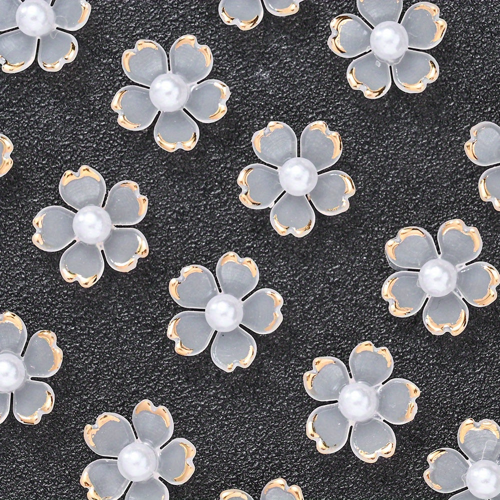 30pcs/set Transparent White Acrylic Cherry Blossom Flower Beads