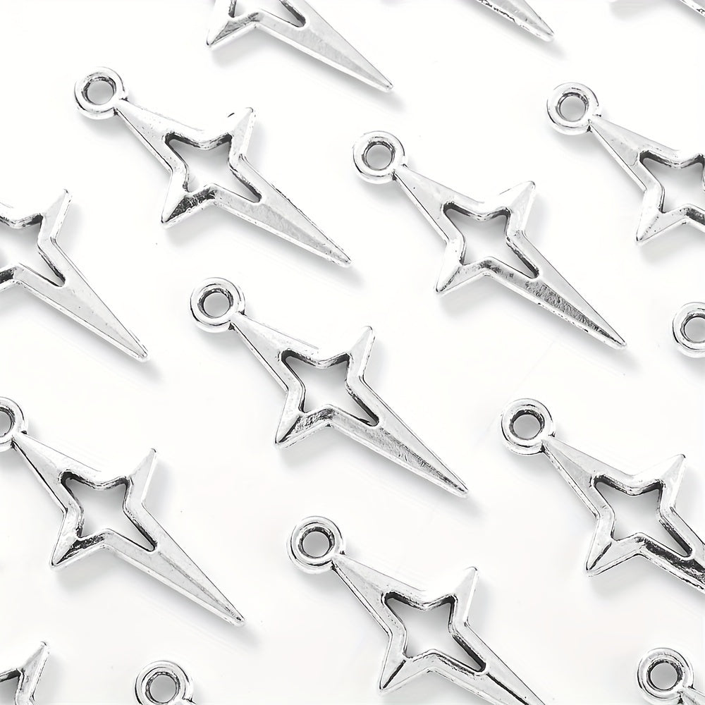 6pcs Alloy Hollow Star Pendant Beads