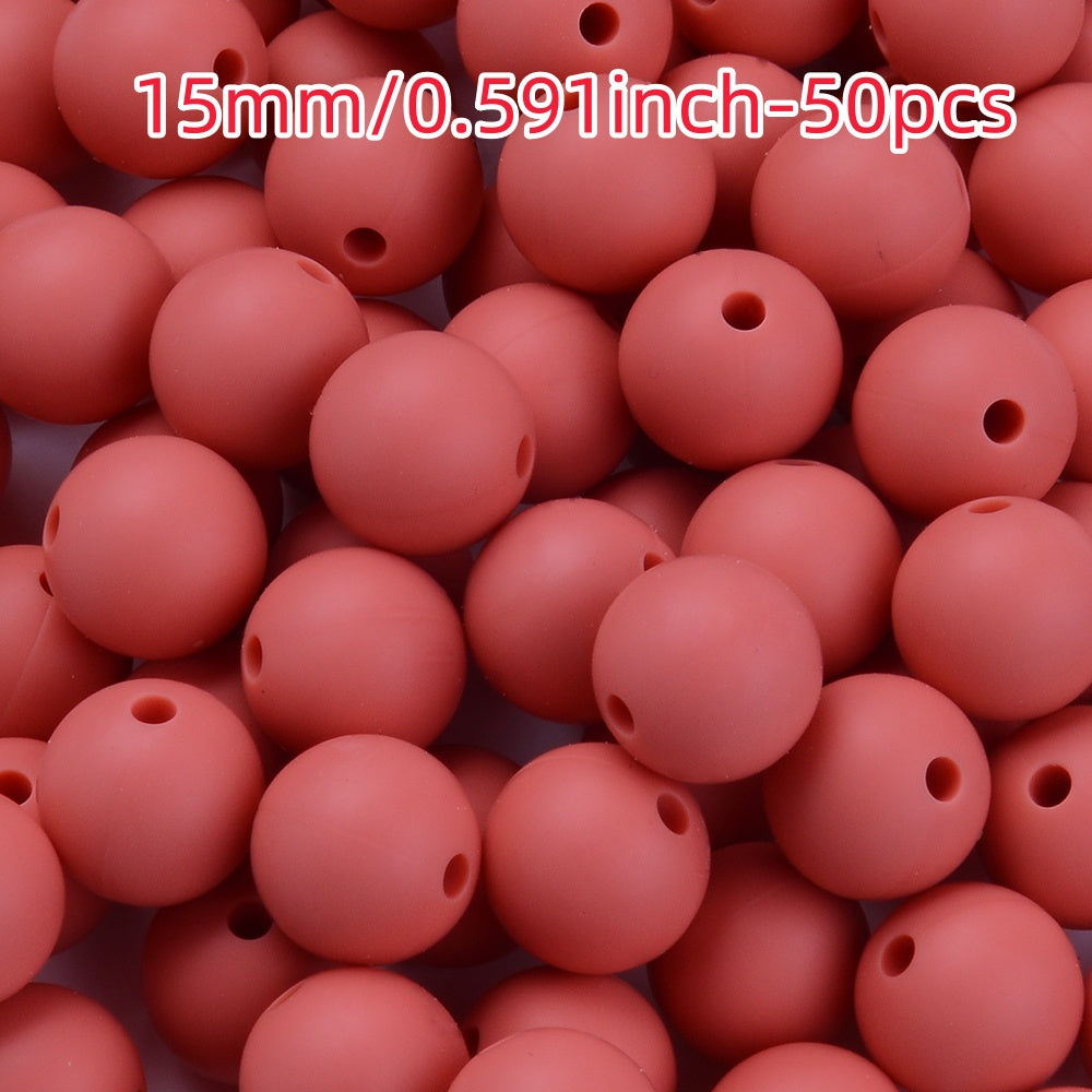 50pcs 12/15mm Rainbow Silicone Round Focal Beads