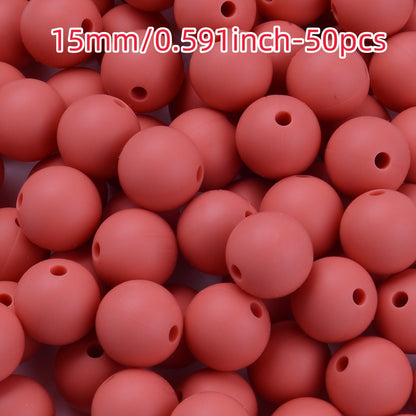 50pcs 12/15mm Rainbow Silicone Round Focal Beads