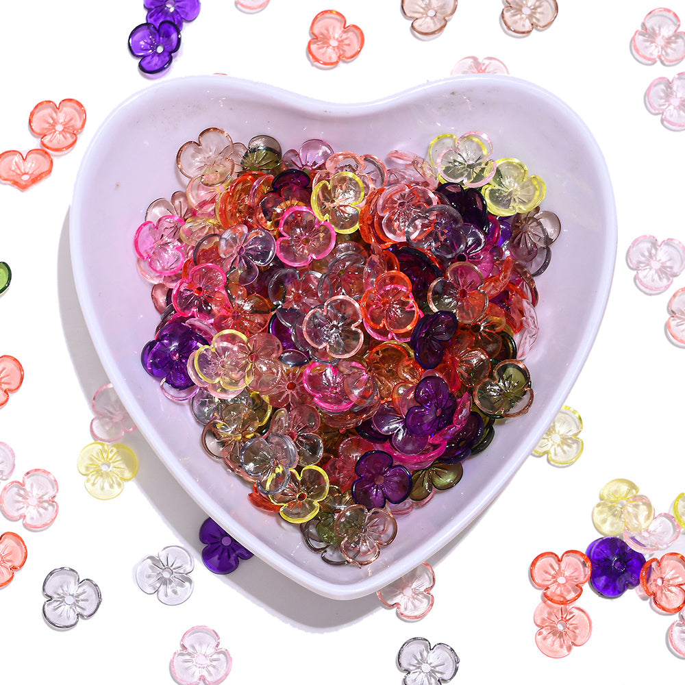 10mm Clear Acrylic Sakura Flower Beads