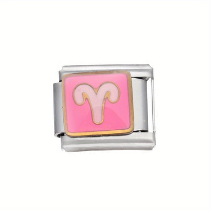 1pc 9x10mm Stainless Steel Zodiac Sign Module Bead