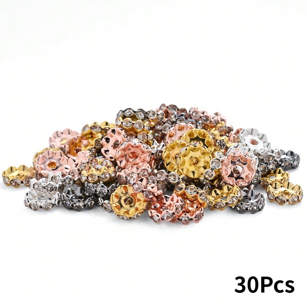 30/50pcs 12mm Mixed Color Wavy Crystal Beads
