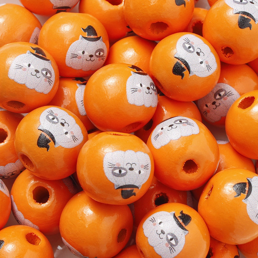 16mm Halloween Wooden Beads