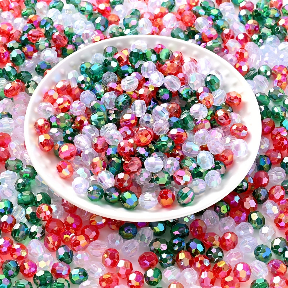 1000-2000pcs Christmas Faceted Acrylic Beads