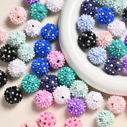 10pcs/set Colorful Resin Flower Beads