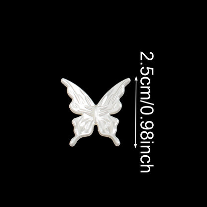 30pcs Pearlescent White Butterfly Beads