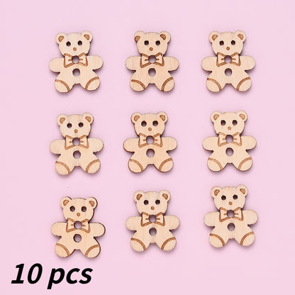 15.8x17.7mm Bear Wooden Button Beads