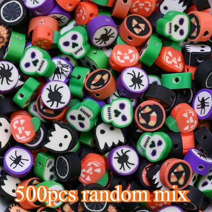 500pcs 8-10mm Halloween Soft Clay Spacer Beads