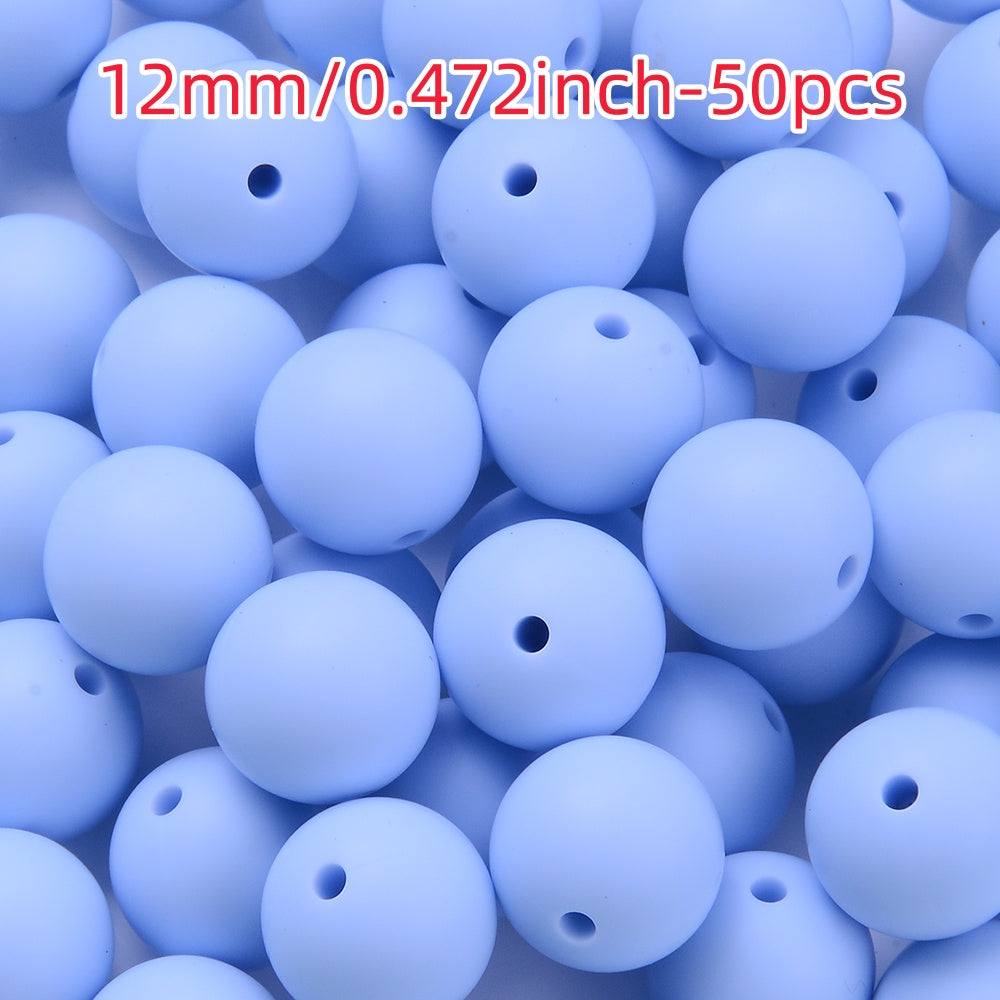 50pcs 12/15mm Rainbow Silicone Round Focal Beads