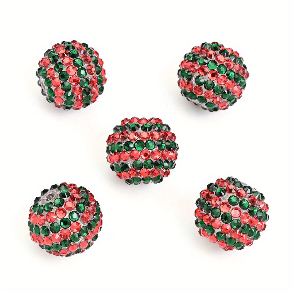 20mm Christmas Rhinestone Resin Ball Beads