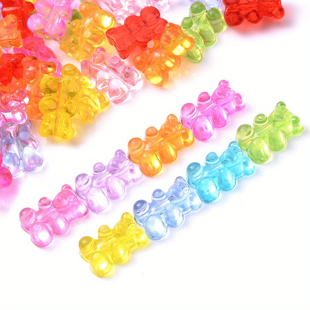 200pcs 11x16mm Transparent Mix Color Bear Acrylic Beads