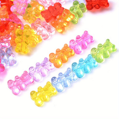 200pcs 11x16mm Transparent Mix Color Bear Acrylic Beads
