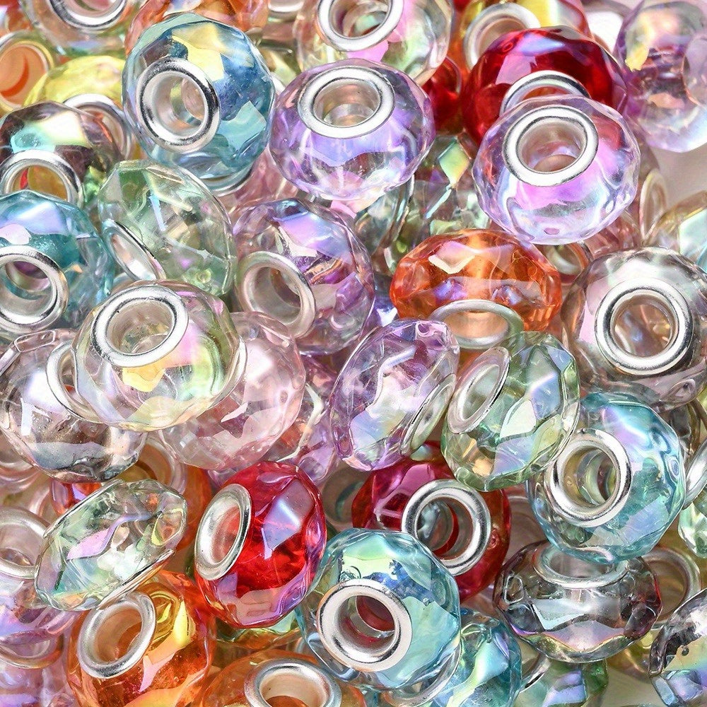 European Large Hole Acrylic Faceted Beads
