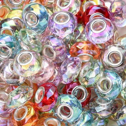 European Large Hole Acrylic Faceted Beads