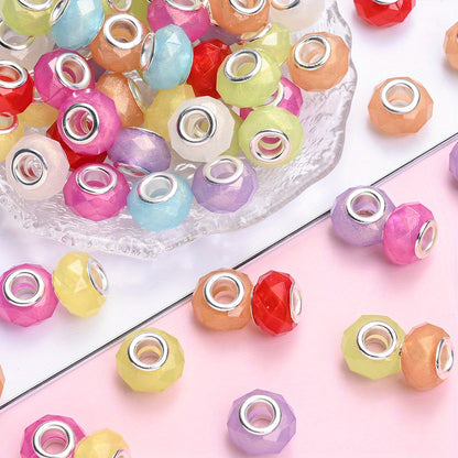 European Large Hole Faceted Acrylic Beads